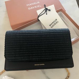 NWT Mansur Gavriel Raffia Chain Travel Wallet